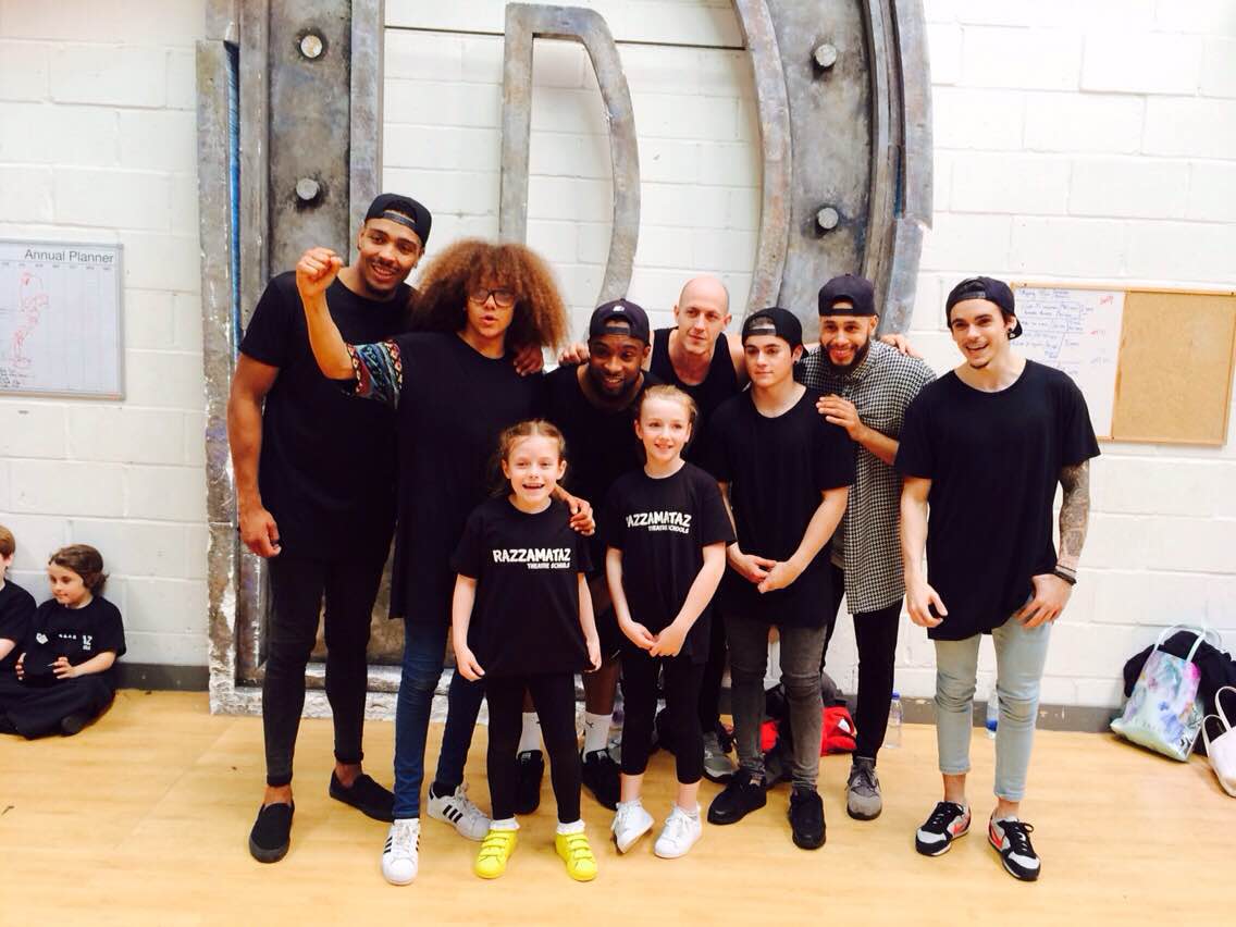 Glasgow theatre school students standing with street dance professionals Diversity in Essex