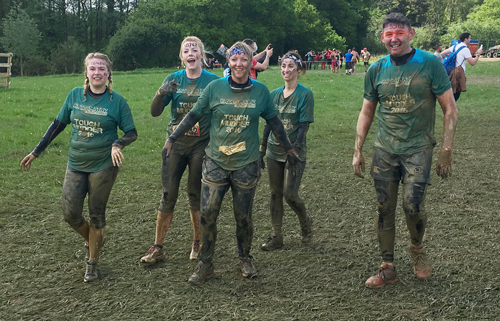 Denise and the gang in the mud!