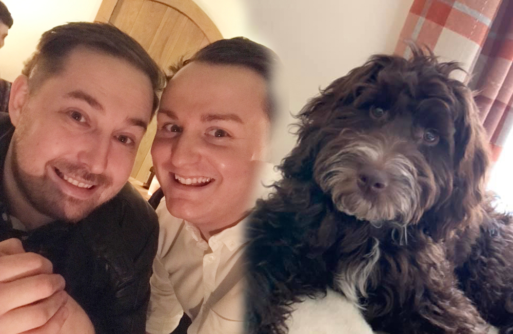 Matthew and partner with their dog