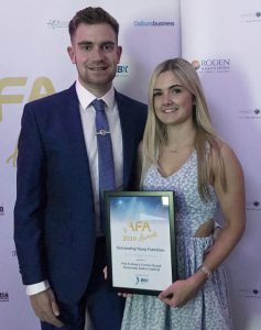 Nick and Gemma with their Silver accolade at the AFA Awards 